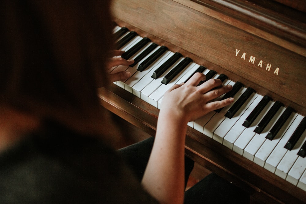 Elegant grand piano in warm lighting